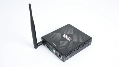 Hella Smooth Full Color Led Display Controller And Plug And Play Multimedia Player With Seamless Cloud Sync And Zero Lag Handling For Retail Screens, compact black device with antenna.