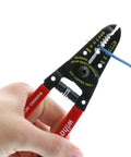 Classic Grip Wire Strippers And Cutters 6.0 Inches For 10-20 AWG Wire, High Carbon Steel With Red Handles, Cutting Blue Wire