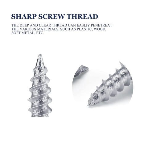 Detailed view of sharp screw thread for 100 Pack Number 8 X 1/2 Phillips Truss Head Screws Built Tough Galvanized Carbon Steel.