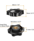 Dimensions of 12 Pcs Star Knobs M8 Female Thread 38mm 6-Point Plastic Head Brass Insert Non-Through Hole Screw-In Hand Knob