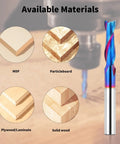 Pro Grade Upcut Spiral Router Bit One Quarter Inch Shank, One Quarter Inch Cutting Diameter, Solid Carbide With Nano Blue Coating