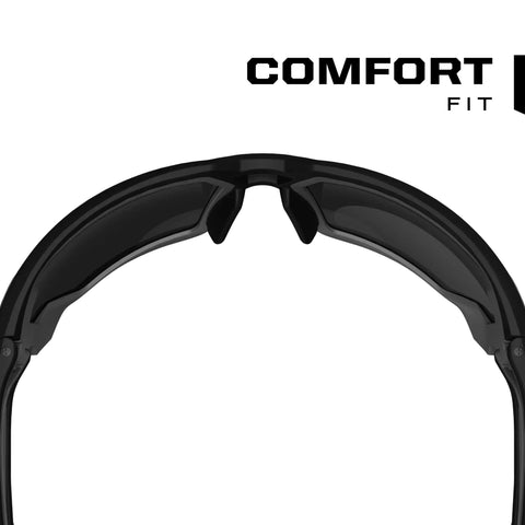 Top view of Vision Type X Safety Glasses With Advanced Anti Fog And Scratch Resistant Lenses Lightweight Black Frame Protective Eyewear