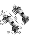 Slam Free 170 Degree Cabinet Hinges Two Pack Full Overlay Heavy Duty Steel Concealed Soft Close Hardware with dimensions.