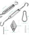 Heavy Duty Stainless Steel Shade Sail Hardware Kit For Awning Setup And Garden Sails With Adjustable Turnbuckles DIY Ready