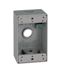 Weatherproof Metal Electrical Outlet Box With Receptacle Protector For Outdoor Use Gray 1 Gang Three Half Inch Knockouts