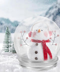 DIY Snow Globe Kit With Ten Clear Plastic Water Globes And Screw Off Caps For Easy Fillable Keepsakes featuring a snowman scene inside a globe