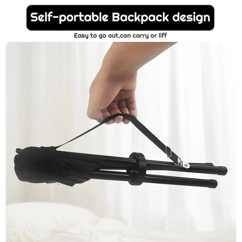 Travel Folding Camping Stool Portable Tripod Chair for Outdoors Fishing Picnic Beach Mountaineering Garden Lawn Camping Gear That Stows Easy Carry Lightweight Sturdy Seat for Any Terrain shown folded with carrying strap