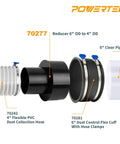 Dust Collection Reducer Adapter 6 Inch OD To 4 Inch OD For Shop Dust Collection ABS Plastic Black Reliable Hose Connector