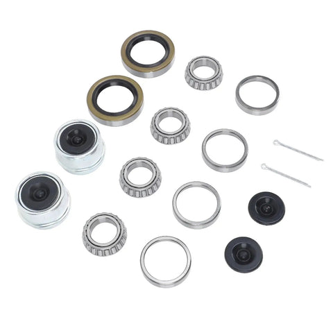 Beefed Up Boat Trailer Axle Hub Wheel Bearing Kit With Grease Seals And 1.98 Inch Dust Caps For 1 1/16 Inch Axles 2000 To 2200 Lbs Includes Bearings L44649 Races L44610 Rubber components