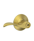 Accent Lever Keyed Entry Lock In Satin Brass For Your Home Doors Durable Door Hardware Easy Installation Classic Satin Brass Finish Fits Standard Pre Drilled Doors Model F51A ACC 608