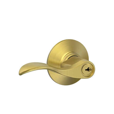 Accent Lever Keyed Entry Lock In Satin Brass For Your Home Doors Durable Door Hardware Easy Installation Classic Satin Brass Finish Fits Standard Pre Drilled Doors Model F51A ACC 608