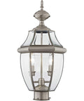 Monterey Two Light Outdoor Post Head Light in Brushed Nickel Finish with Solid Brass Construction and Clear Beveled Glass Classic Outdoor Lantern
