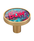 Dope Comic Colors Cabinet Knobs 4 Pack Stylish Drawer Pulls durable acrylic zinc alloy with scratch resistant gold print.