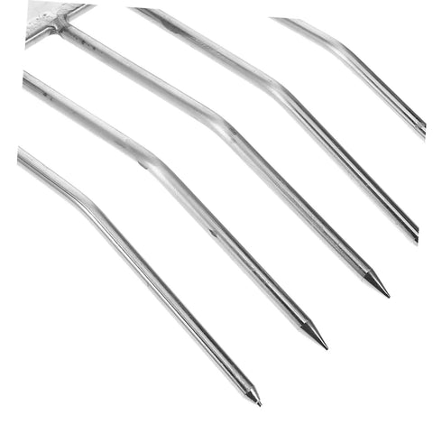 Close-up of metal prongs on All In One Multifunction Garden Hand Tool Potting Soil Scoop Bean Sprout Fork Heavy Duty Digging Fork.