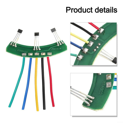 Must Have Ebike Hall Sensor 120 Degree 43F PCB Cable Replacement Part For Sine Wave Motors In 3 Wheel Electric Scooters Includes Board And Wire For Easy Install Green
