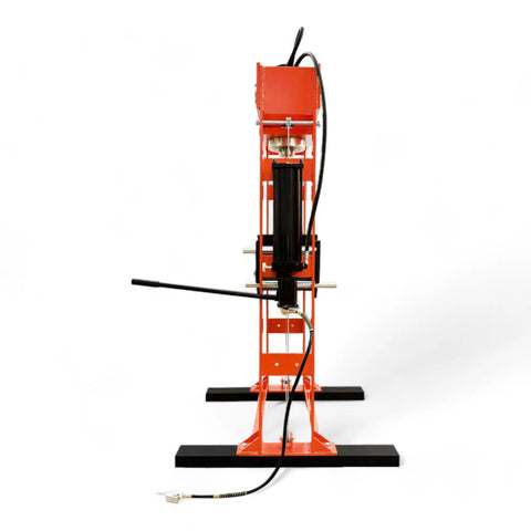 Heavy Duty 75 Ton Hydraulic Shop Press With Air Assist And Dual Pistons For Bearing Pulling Gear Press And Metal Bending, side view.