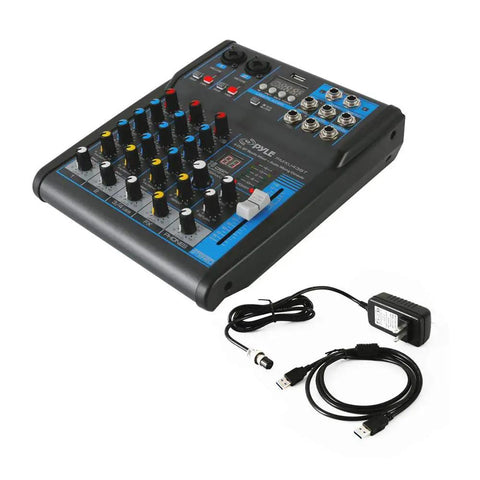 4 Channel DJ Mixer With Bluetooth And USB MP3 Playback, Built-In Phantom Power, 3 Band EQ, 16-Bit DSP FX, with cables