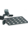 Heatit roof cable clip with perforated metal mounting plate in dark gray.