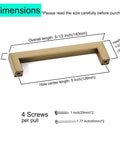 Champagne Bronze Cabinet Pulls 10 Pack 5 Inch Square Cabinet Handles with dimensions and screws, modern stainless steel finish for drawers.