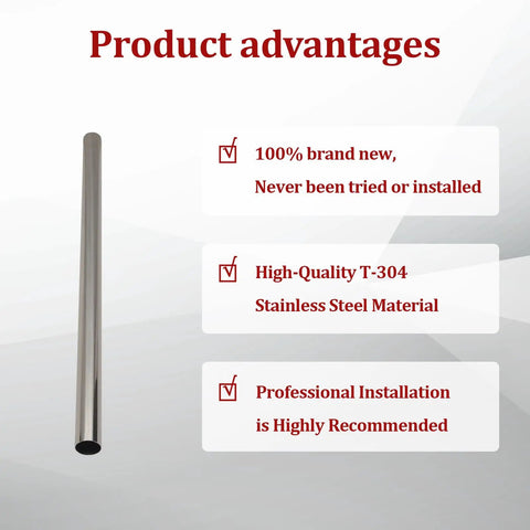 Image showing 2.5 Inch Mandrel Straight Exhaust Pipe 48 Inch Length Built From T304 Stainless Steel with highlighted product advantages.