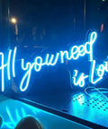 All You Need Is Love Neon Sign LED Light For Home Bar Party Decor, Customizable Neon Wall Art, Romantic Wedding Vibe, 60x26cm glowing at night