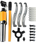 Professional Shop Grade Hydraulic Gear Puller And Wheel Bearing Remover With Secure Case tool kit with puller, jaws, and bolts.