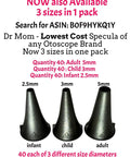 120 Small 3mm Specula For 4th And 5th Gen Otoscope Perfect For Infants And Kids Works With Standard Welch Allyn Otoscopes Not Macroview And Great For Off Brand Units At A Fraction Of The Price. 3mm child otoscope specula, black plastic, shown with 2.5mm and 5mm sizes