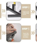 Instruction steps for assembling Wall Mounted Metal Coat Rack With Nine Hooks, includes connecting and securing parts to wall.