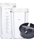 Replacement Blender Parts Kit For 600W And 900W Blenders Fits 32oz And 24oz Cups Includes Replacement Extractor Blade BPA Free Plastic No Brainer Install 3 Piece Set For Quick Swap And Smoothie Power Heavy Duty Performance with two blender cups and extractor blade