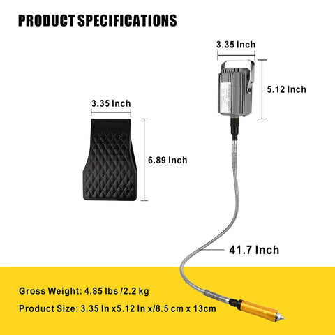 Product specifications for Powerful 780W Flex Shaft Rotary Tool With Foot Pedal Control Hanging Grinder For Carving, Buffing And Metalworking