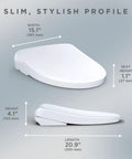 Top Tier Electronic Bidet Toilet Seat With Instant Warm Water Washlet dimensions: 15.1" width, 20.9" length, 4.1" height.