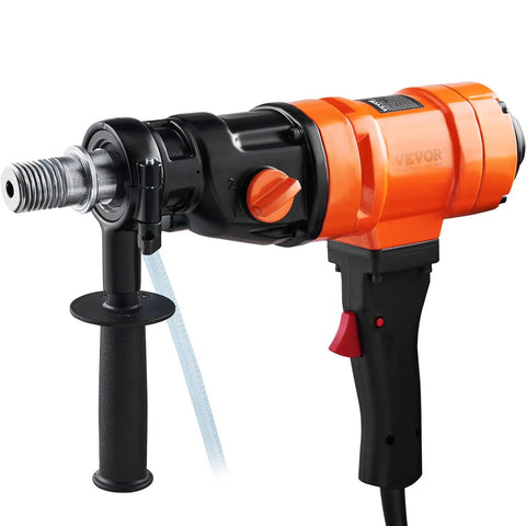 Handheld Wet Diamond Core Drill for Concrete and Masonry, 4 Inch Core Drill Rig With 1100 2400 RPM, orange and black design