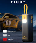 X9 Apex Portable Tire Inflator Cordless Pump With 150 PSI Lightning Fast 35 Second Inflation Built In Light And Power Bank shown with car in background