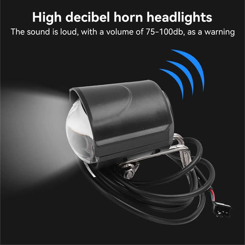 Electric Bike Front Light With Loud Horn, Waterproof 36V-48V LED Headlight For Night Riding, 3 Pin SM Connector, Easy Installation, Safe And Bright Beam, All-In-One Headlight And Horn For Bicycles Scooters And E Bikes
