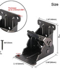 Heavy Duty Four Piece Folding Brackets For Table And Bed Legs With Self Lock Hinge Hardware Premium Galvanized Finish steel hinge with dimensions and mounting screw.