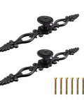 Antique Black Cabinet Pulls 2 Pack Classic Vintage Dresser Drawer Handles Six Point Nine Seven Inch Length 128mm Center To Center 5 Hole Spacing Zinc Alloy With Screws For Furniture Cabinets Cupboards Dressers