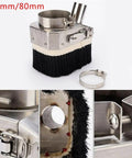 Rock Solid CNC Dust Shoe With 80Mm Stainless Steel Body and Double Door Split Design Thick Nylon Brush optimized for vacuum use.