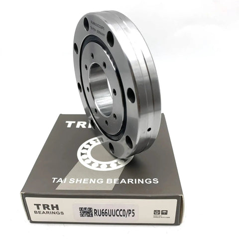 Premium Top Shelf Cross Roller Bearing Ring Ru66 Ru66Uu Ru66Uucc0 Slewing Bearing on packaging with steel finish.