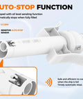 Close-up of Portable Fuel Transfer Pump With Auto Stop Sensor Prevents Spills 3.2 GPM Automatic Fuel Transfer Kit nozzle