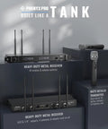 Wireless Microphone System Built For Stage Pros And Studio Setups with receivers and handheld mics on display