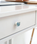 4 Pack Sharp Square Cabinet Knobs 1 2 Inch Blue Green Marble Swirl ABS Cabochon Glass Drawer Pulls For Kitchen Island Dresser Bedroom Furniture Hardware Fresh Dope Look on white desk drawer.