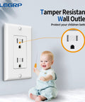 Premium Matte White Decorator Receptacle Outlets 15A 125V No Fuss Tamper Resistant Sockets With Matching Wall Plates Self Grounding UL Listed Heavy Duty Real Deal Protection Plus 20 Pack with child and wall outlet.