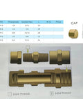 Diagram showcasing Brass Pipe Cap Fittings 1/2 In NPT Female Hex Head Pack Of 5 for gas lines and hydraulic systems.