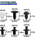 100 Piece Car Bumper Clip Kit With 6 Size Push Pin Fasteners And Remover Tool, Plastic Auto Body Trim Rivets size chart