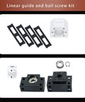 Components of Complete HGR20 Linear Rail And SFU1605 Ballscrew Kit for DIY CNC and industrial machinery displayed