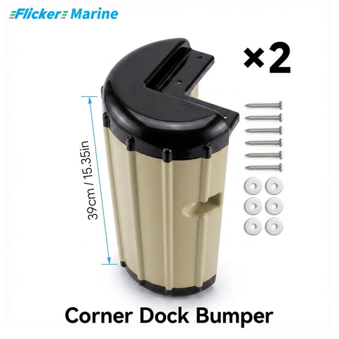 Dock Bumper Marine Dock Protector Built Tough Weather Resistant Design Easy Mount Installation Helps Reduce Surface Marks on Docks Piers and Boat Slips Brown Corner with screws and washers, 15.35 inches