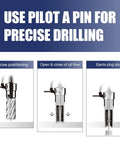 Heavy Duty M2 High Speed Steel Annular Cutter Step Drill Bit 3/4 Inch Cutting Diameter With Weldon Shank showing precise drilling technique.
