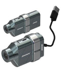 4K Helmet POV Action Cam For Motorcycles with WiFi, shown with USB cable and electronic image stabilization features.