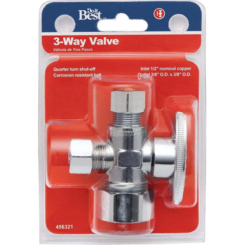 3 Way Quarter Turn Ball Valve Compression Shutoff With Chrome Finish Low Lead Body Corrosion Resistant Build No Sweat Plumbing Setup Smooth Operator For Water Lines And Shop Fixes