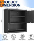 Beefy Metal Wall Cabinet With Doors And Shelves Locking Garage Storage Cabinet For Workshop Warehouse And Home Office Heavy Duty Steel Wall Mounted Black